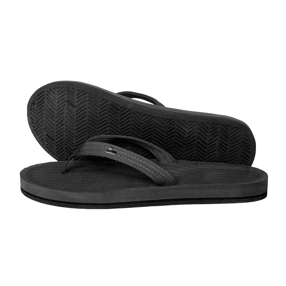 Indosole - Womens Flip Flops - Easy Living - Black Sandals Indosole