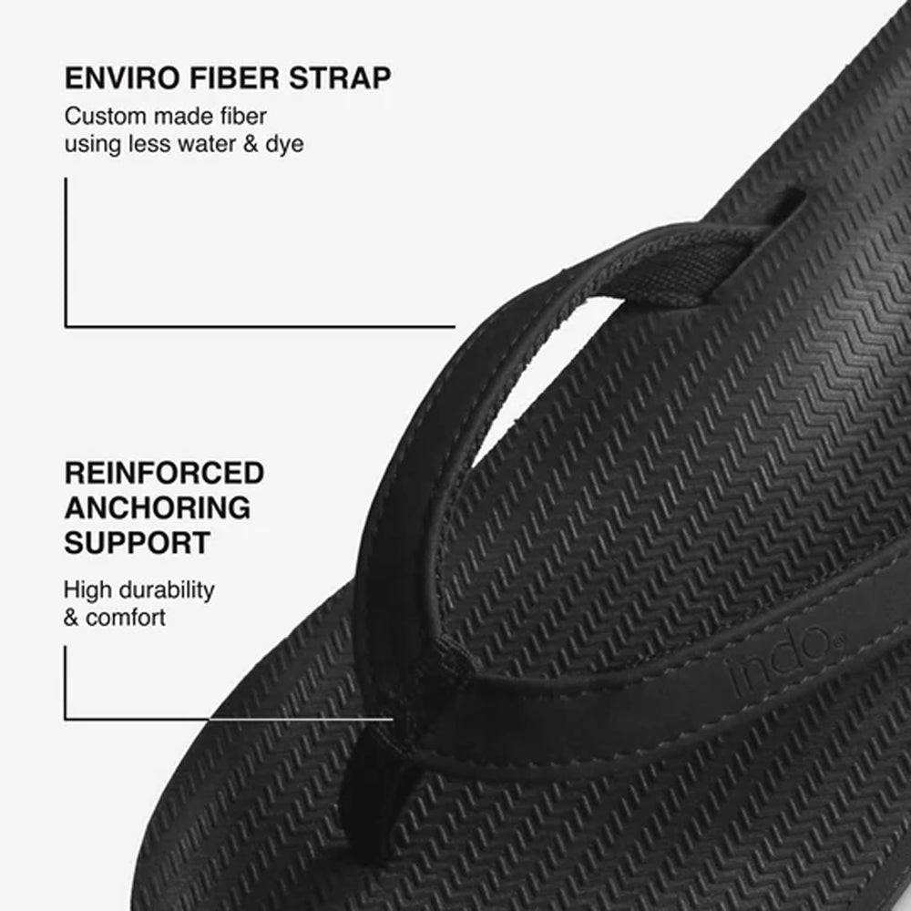 Indosole - Womens Flip Flops - ESSNTLS - Black Sandals Indosole