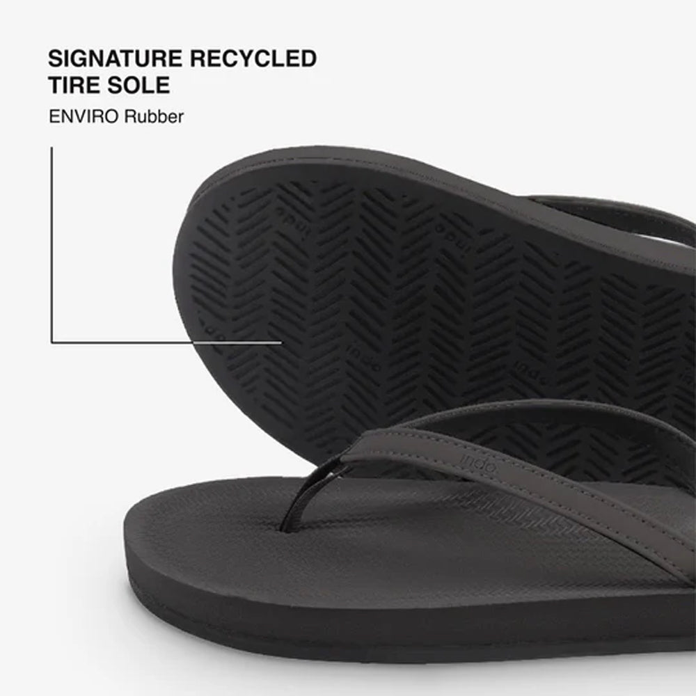 Indosole - Womens Flip Flops - ESSNTLS - Black Sandals Indosole