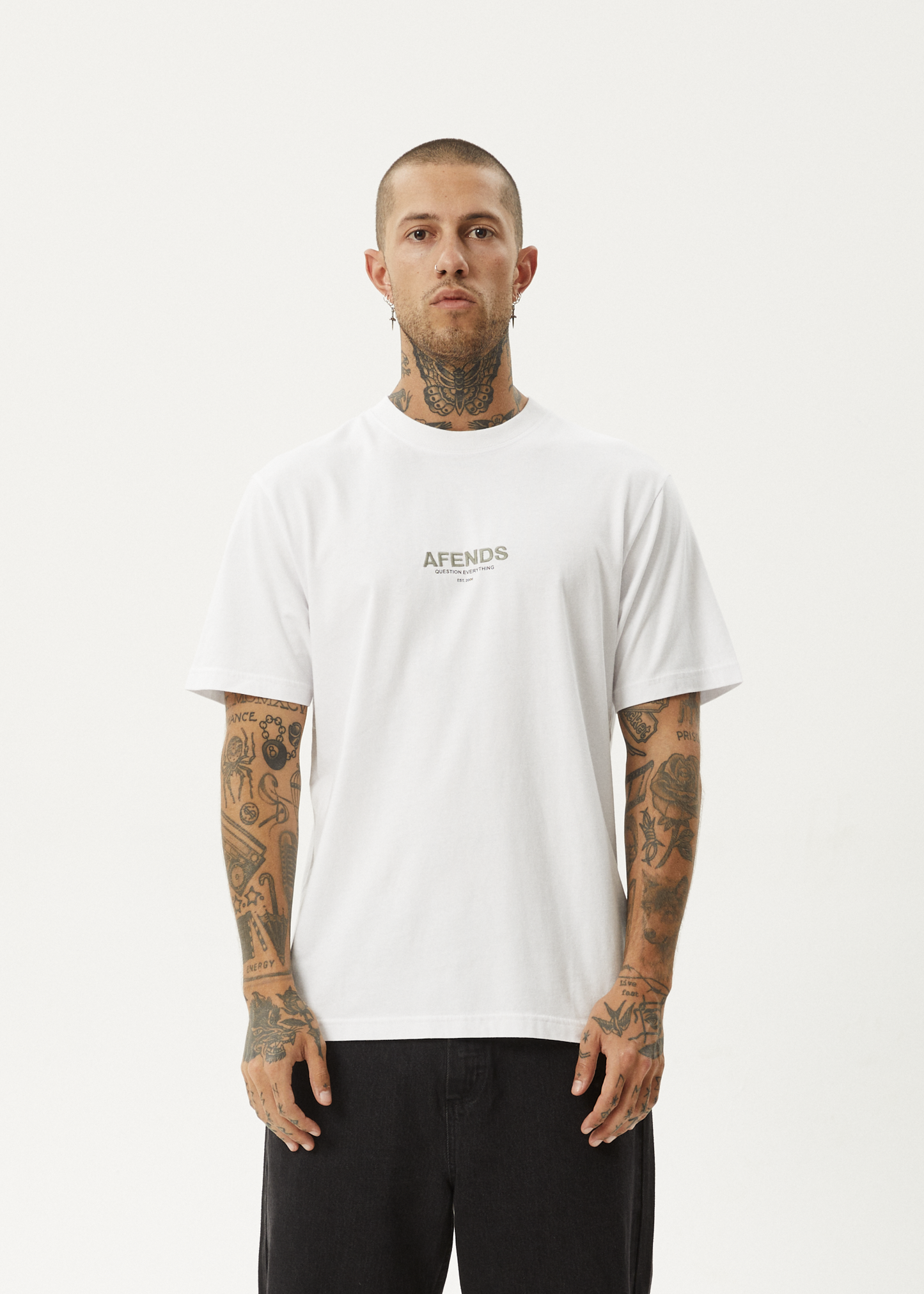 AFENDS Vinyl Retro Tee - White tee shirt AFENDS