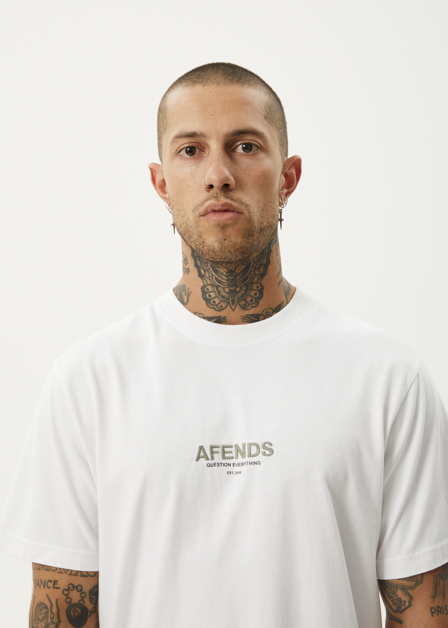 AFENDS Vinyl Retro Tee - White tee shirt AFENDS