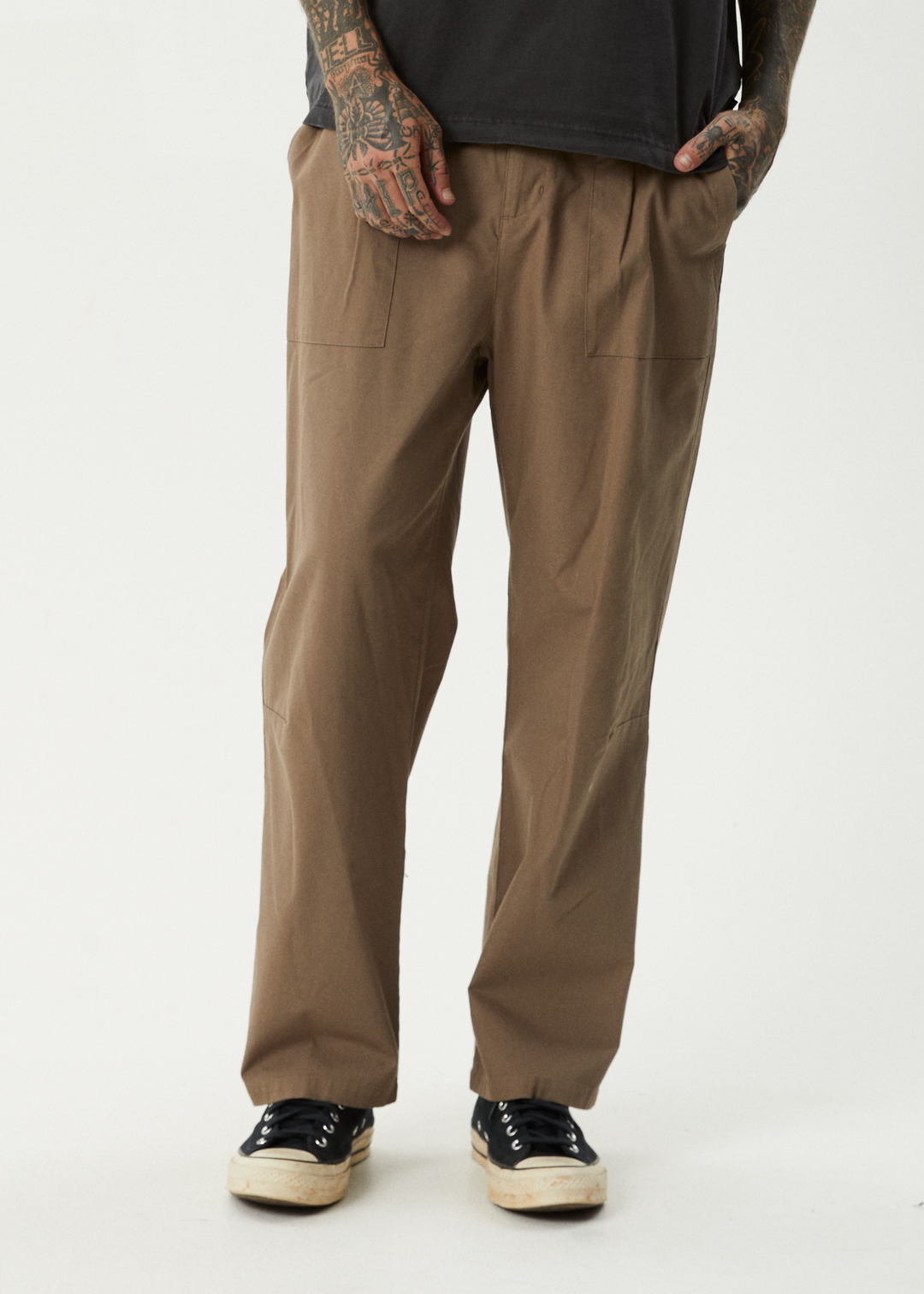 AFENDS Glider Pleated Pant - Fossil pant AFENDS