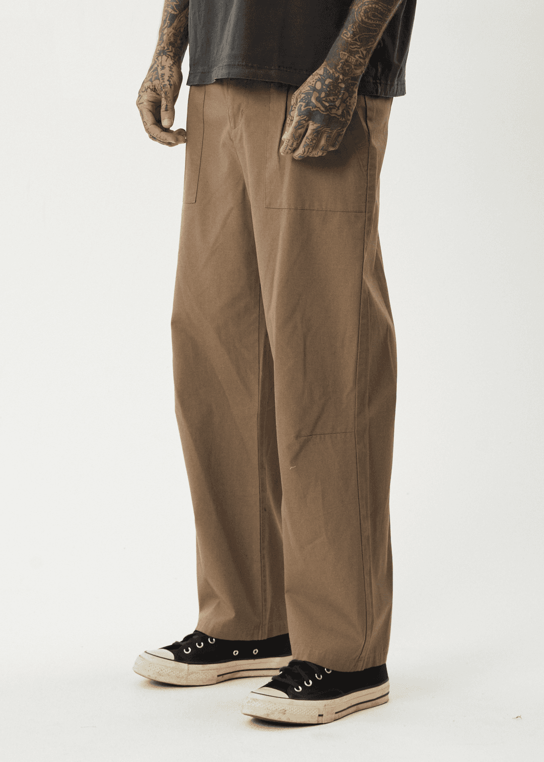 AFENDS Glider Pleated Pant - Fossil pant AFENDS