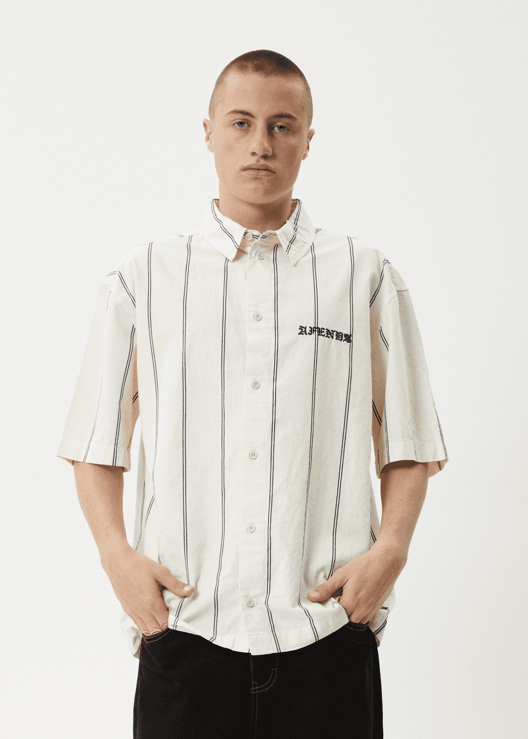 AFENDS Fineline Short Sleeve Shirt - Limestone short sleeve shirt AFENDS