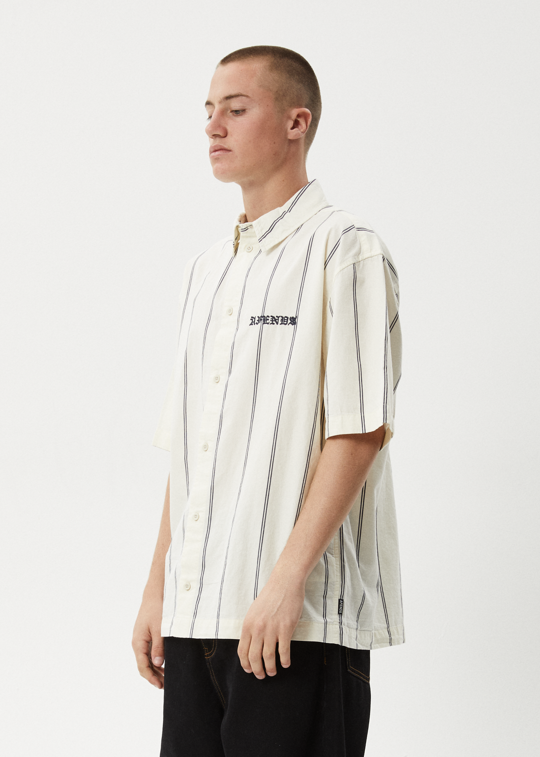 AFENDS Fineline Short Sleeve Shirt - Limestone short sleeve shirt AFENDS