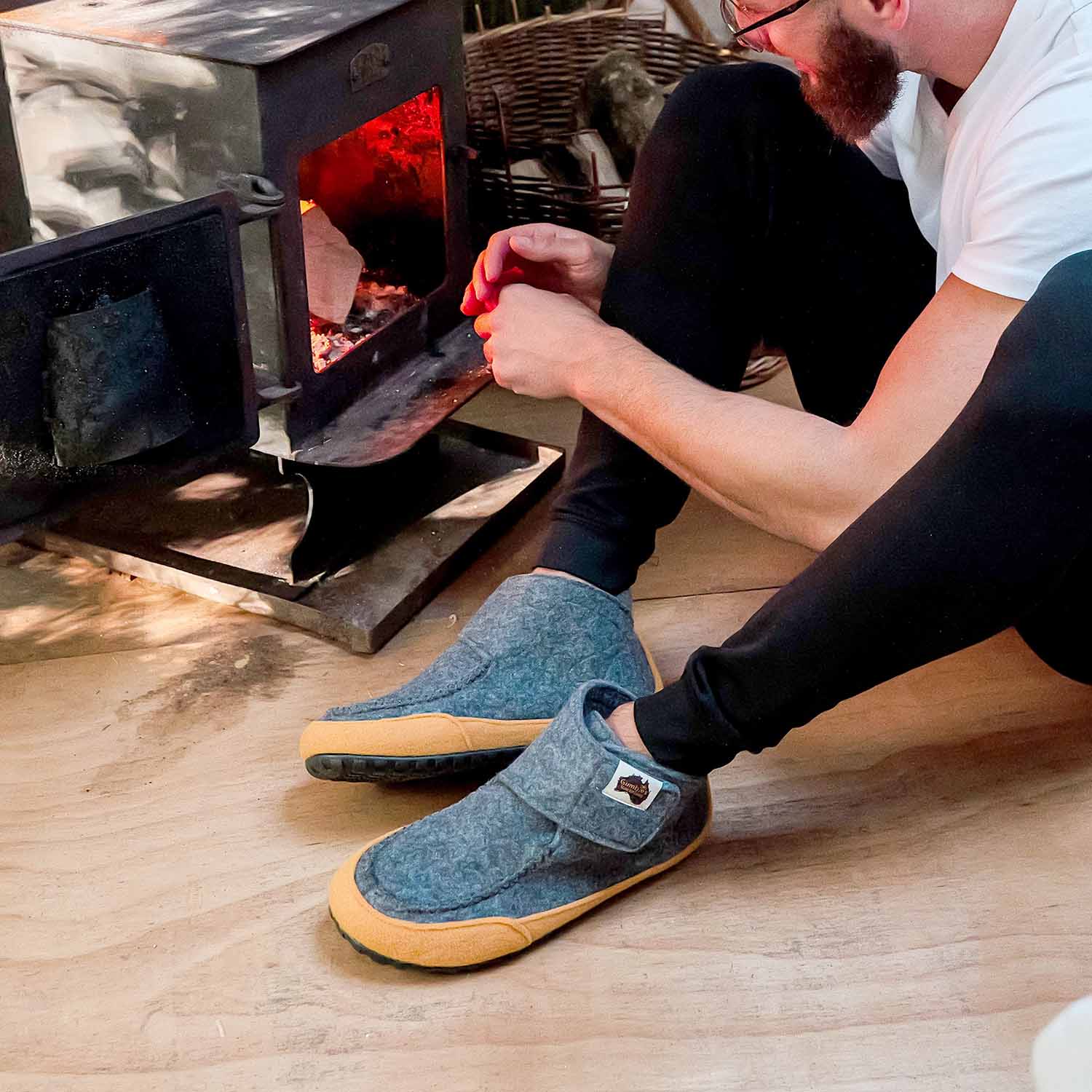 Quokka - Men's - Grey & Curry Quokka Slippers Gumbies