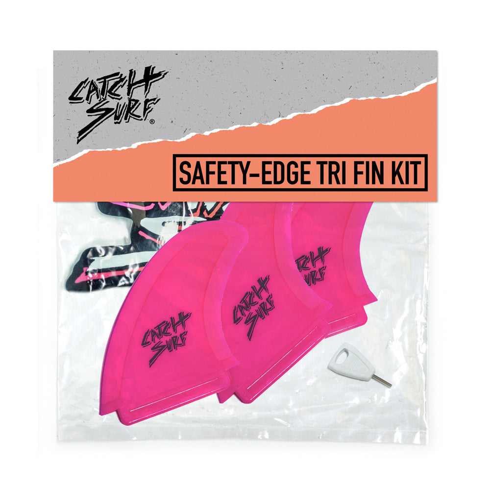 Catch Surf - Safety Edge Tri Fin Kit - Hot Pink Surfboard Fins Catch Surf