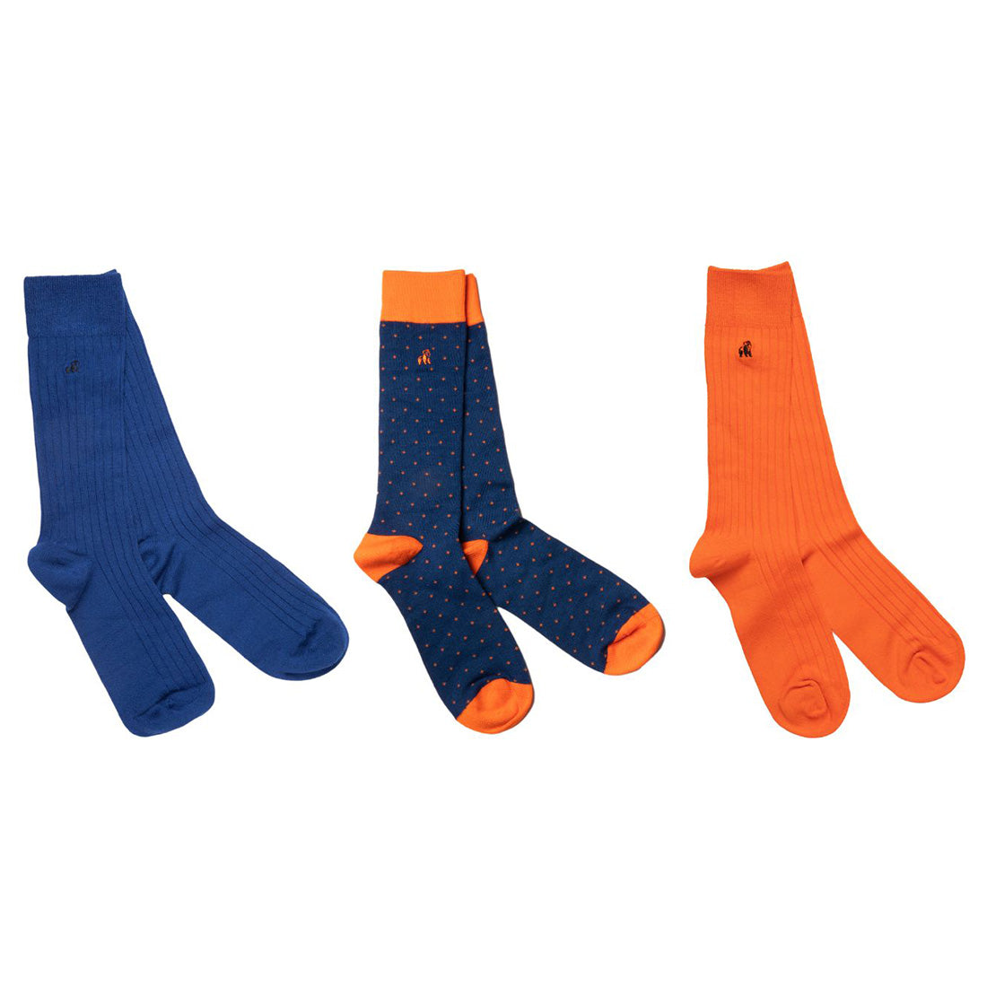 Orange and Blue Sock Box - 3 Pairs of Bamboo Socks (His) Sock Gift Box Swole Panda