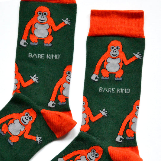 Save the Orangutans Bamboo Socks Original Crew Cut Socks Bare Kind