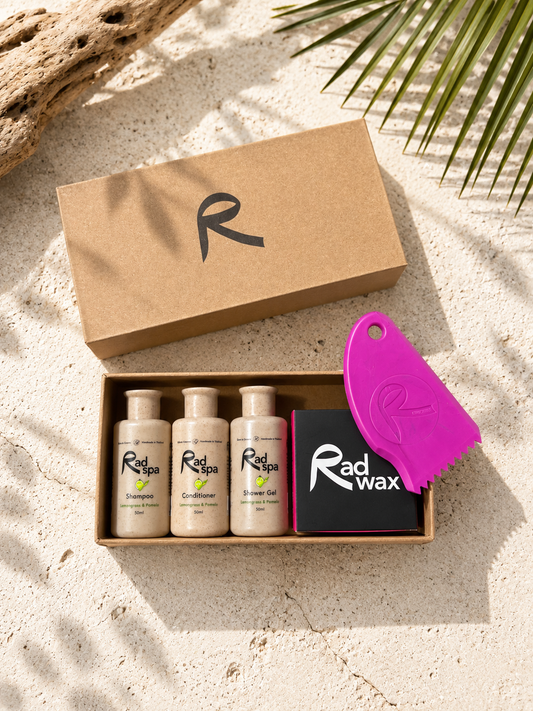 Rad Wax Surf Trip Essentials Gift Set | Surf Travel Kit Rad Wax Basecoat Lemongrass & Pomelo