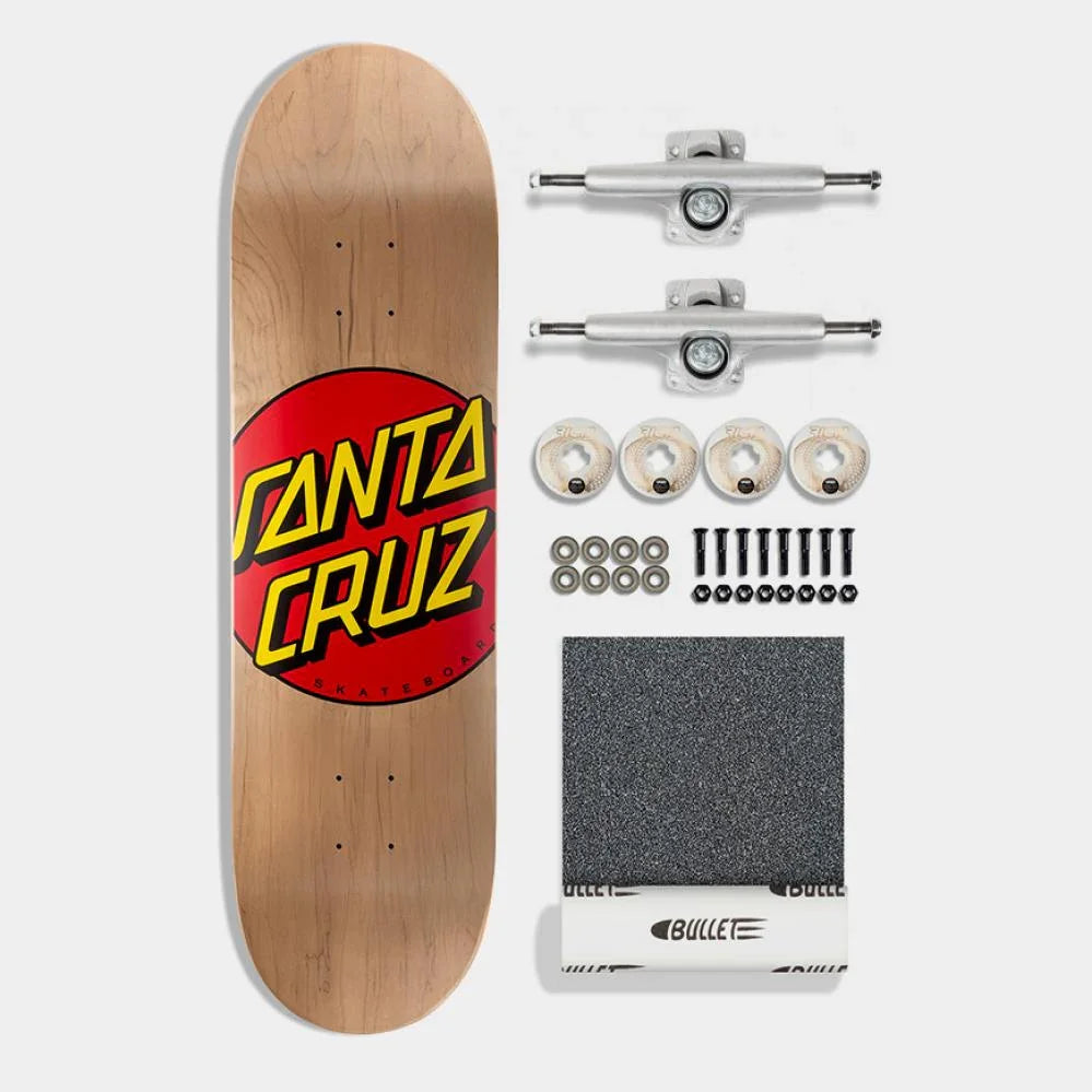Santa Cruz Complete Skateboard Kit 8.375" Brown Classic Dot w/ Bullet & Ricta Street Santa Cruz