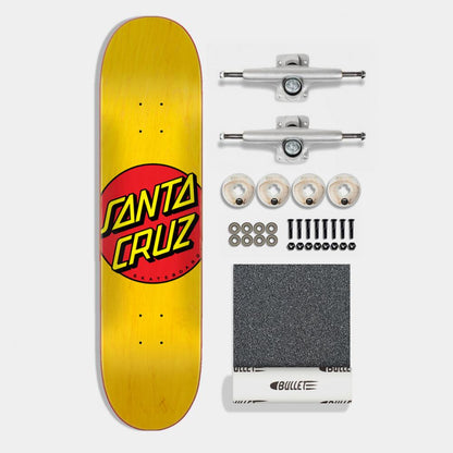 Santa Cruz Complete Skateboard Kit 7.75" Yellow Classic Dot w/ Bullet & Ricta Street Santa Cruz