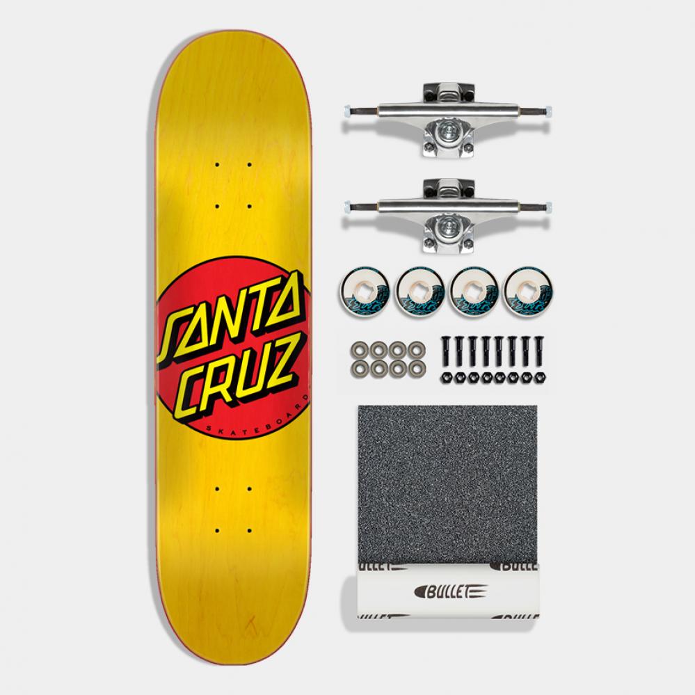 Santa Cruz Complete Skateboard Kit 7.75" Yellow Classic Dot w/ Krux & OJ Street Santa Cruz