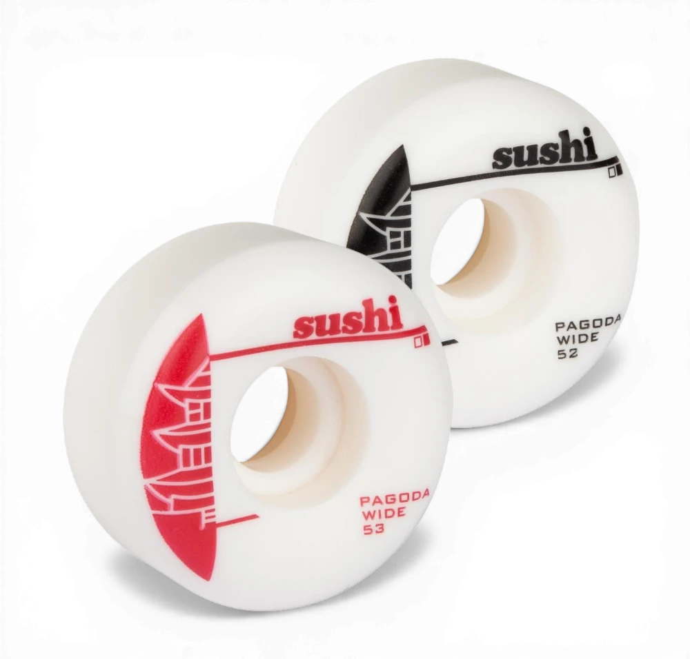 Sushi Wheels Pagoda Team V2 Wide White Skateboard Wheels Sushi