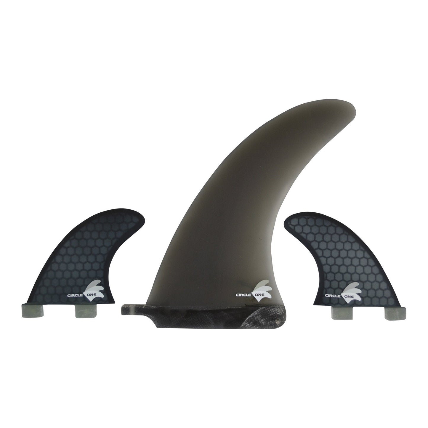 6inch Centre Fin Smokey Fibreglass + 2 Honeycomb side fins (FCS compatible) Surfboard Fins Circle One Surf Grey