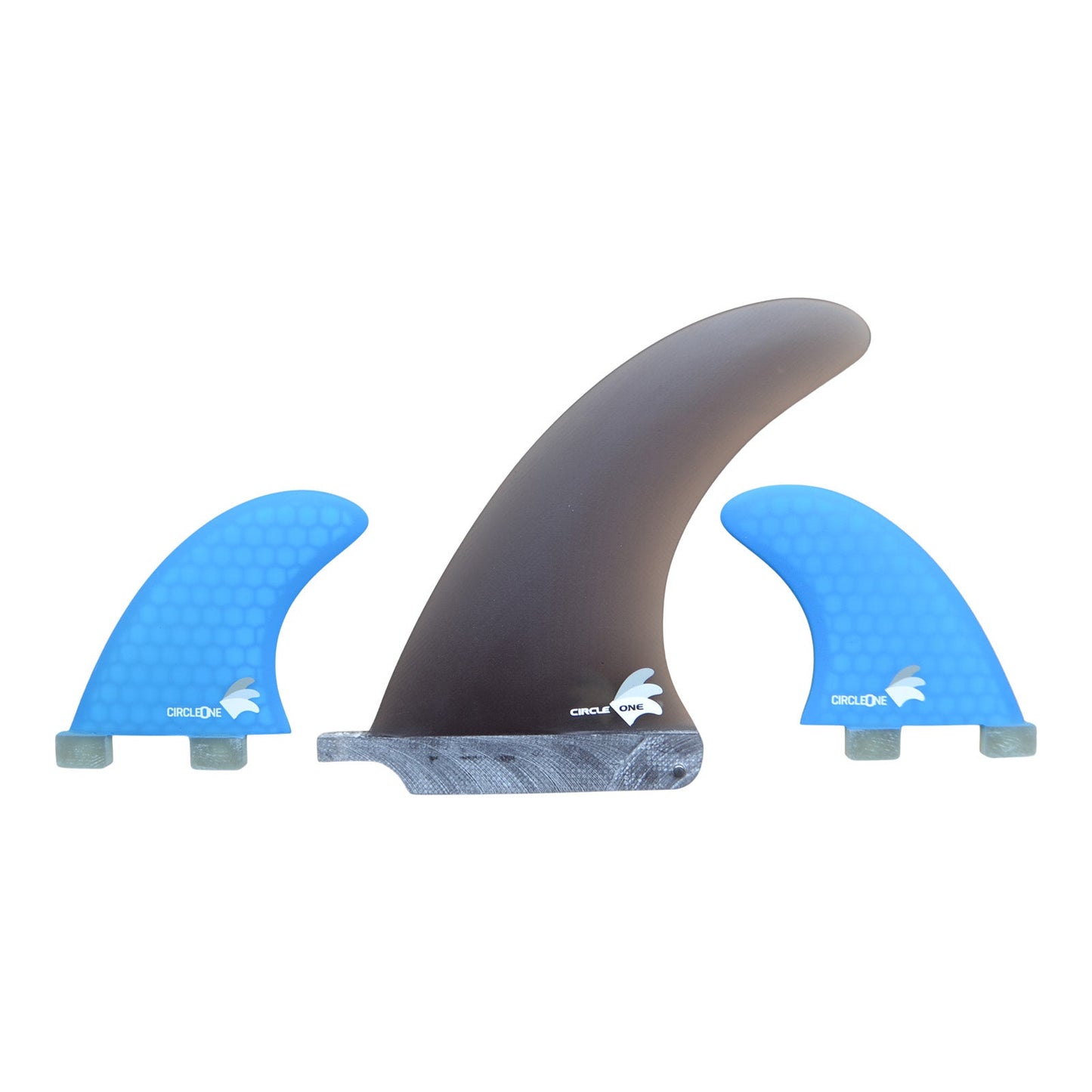 6inch Centre Fin Smokey Fibreglass + 2 Honeycomb side fins (FCS compatible) Surfboard Fins Circle One Surf Blue