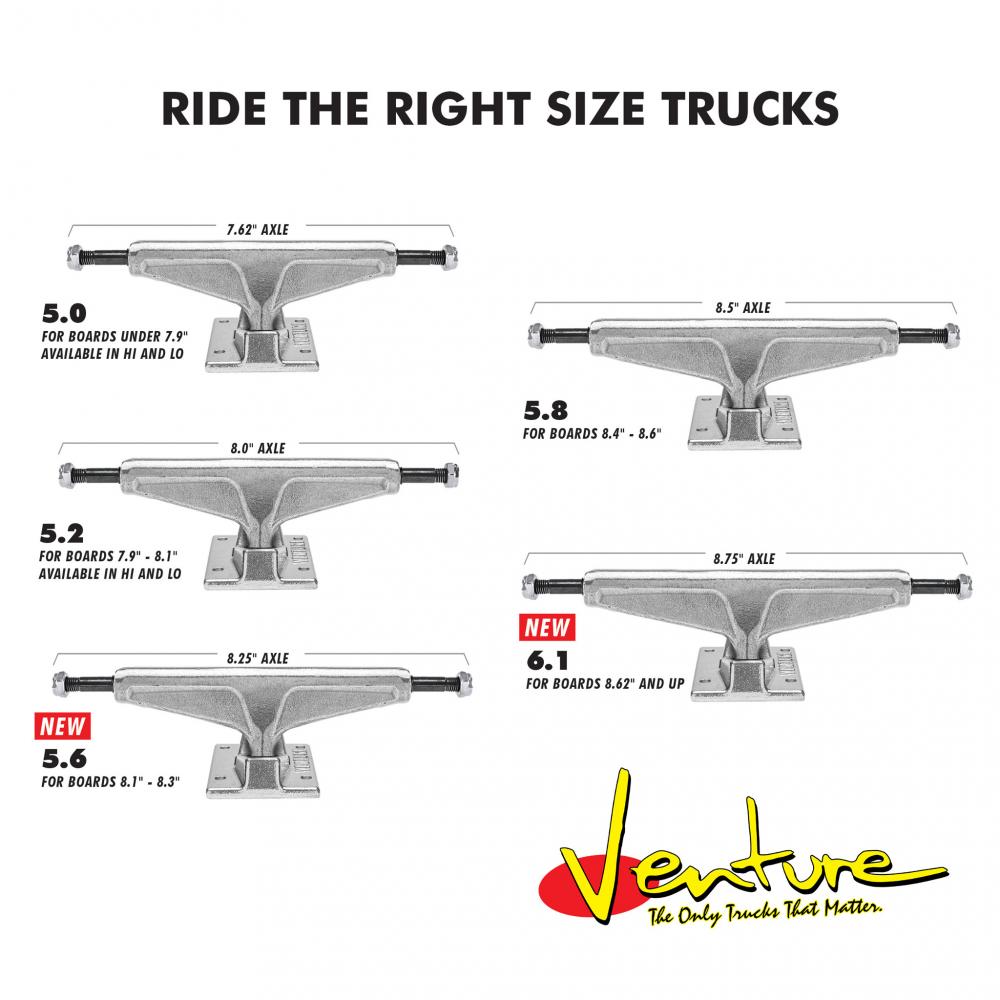 Venture V Hollow Trucks High/Low Skateboard Trucks Pair Skateboard Trucks Venture