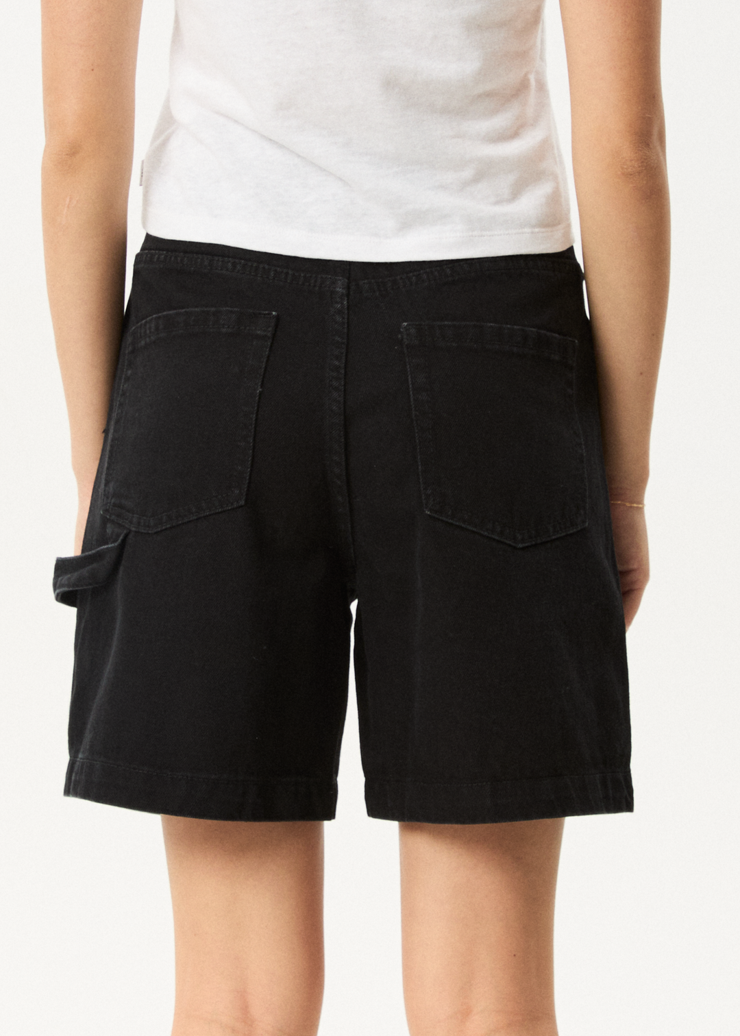 Afends Emilie- Denim Workwear Short - washed black ladies shorts AFENDS