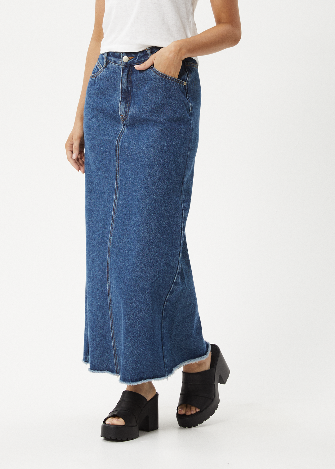 Afends Chichi- Denim Midi Skirt ladies skirt AFENDS