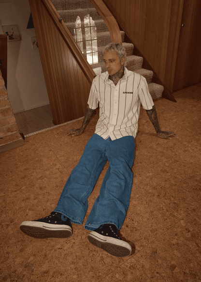 AFENDS Fineline Short Sleeve Shirt - Limestone short sleeve shirt AFENDS