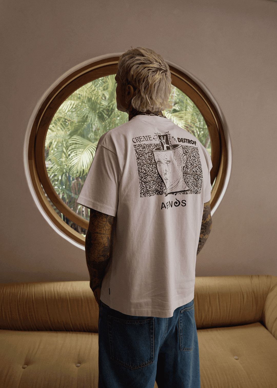 AFENDS Mind Over Heavyweight Boxy Tee - White tee shirt Vissla