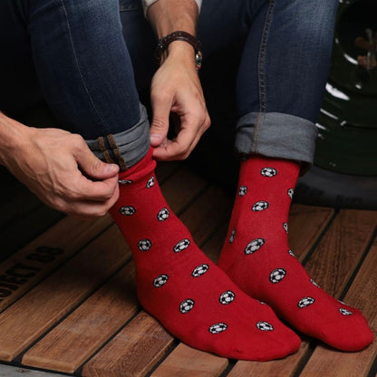 Red Football Bamboo Socks Socks Swole Panda