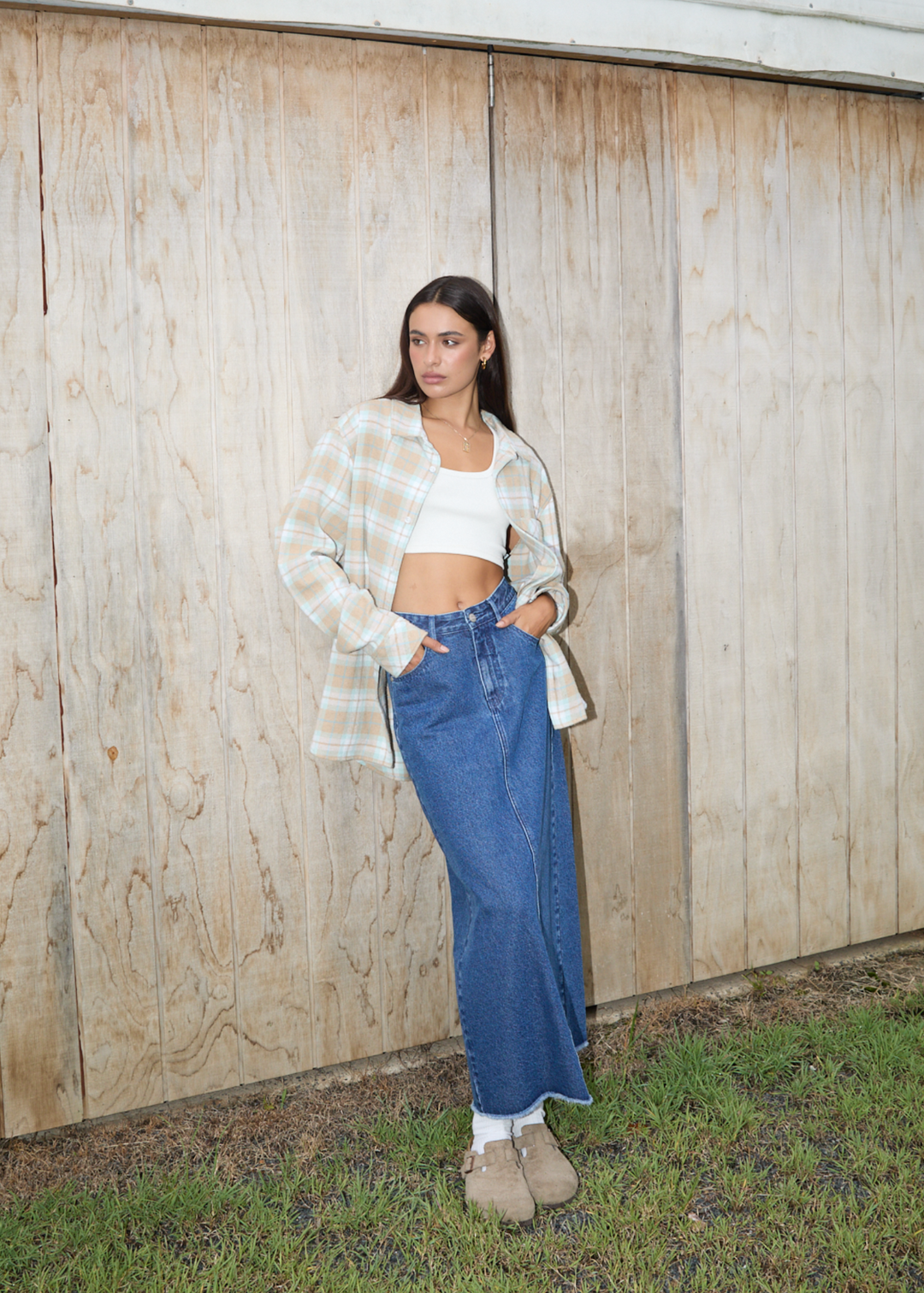 Afends Chichi- Denim Midi Skirt ladies skirt AFENDS