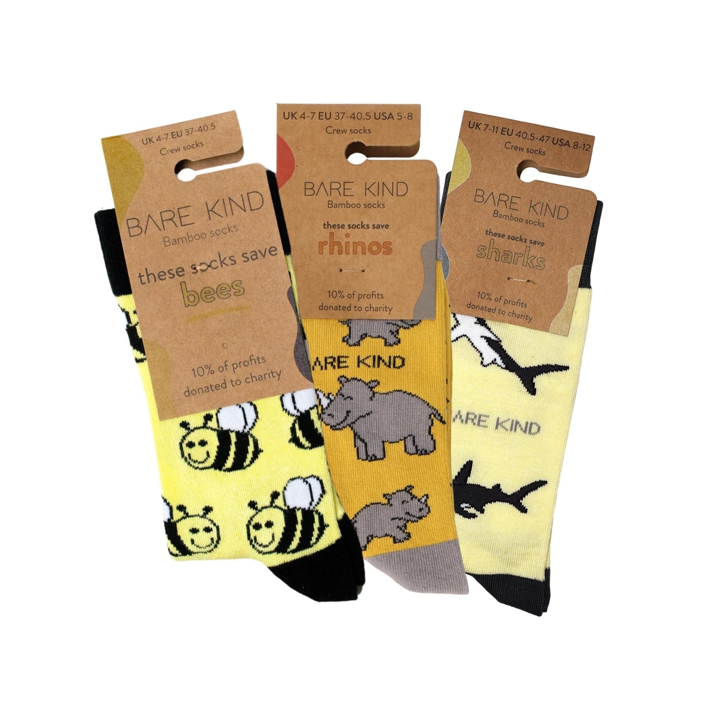 Yellow Lover 3 Bamboo Sock Set Socks Bare Kind
