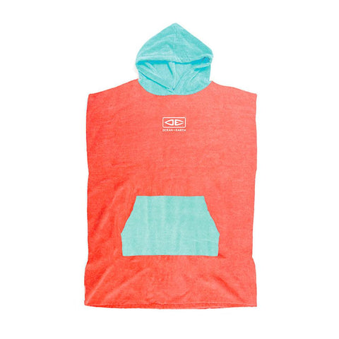Ocean & Earth Youth Hooded Poncho Coral
