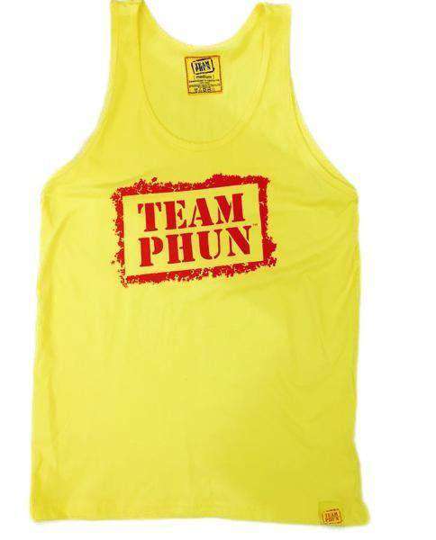 team phun stencil tank top vest Sunday Phunday Yellow S