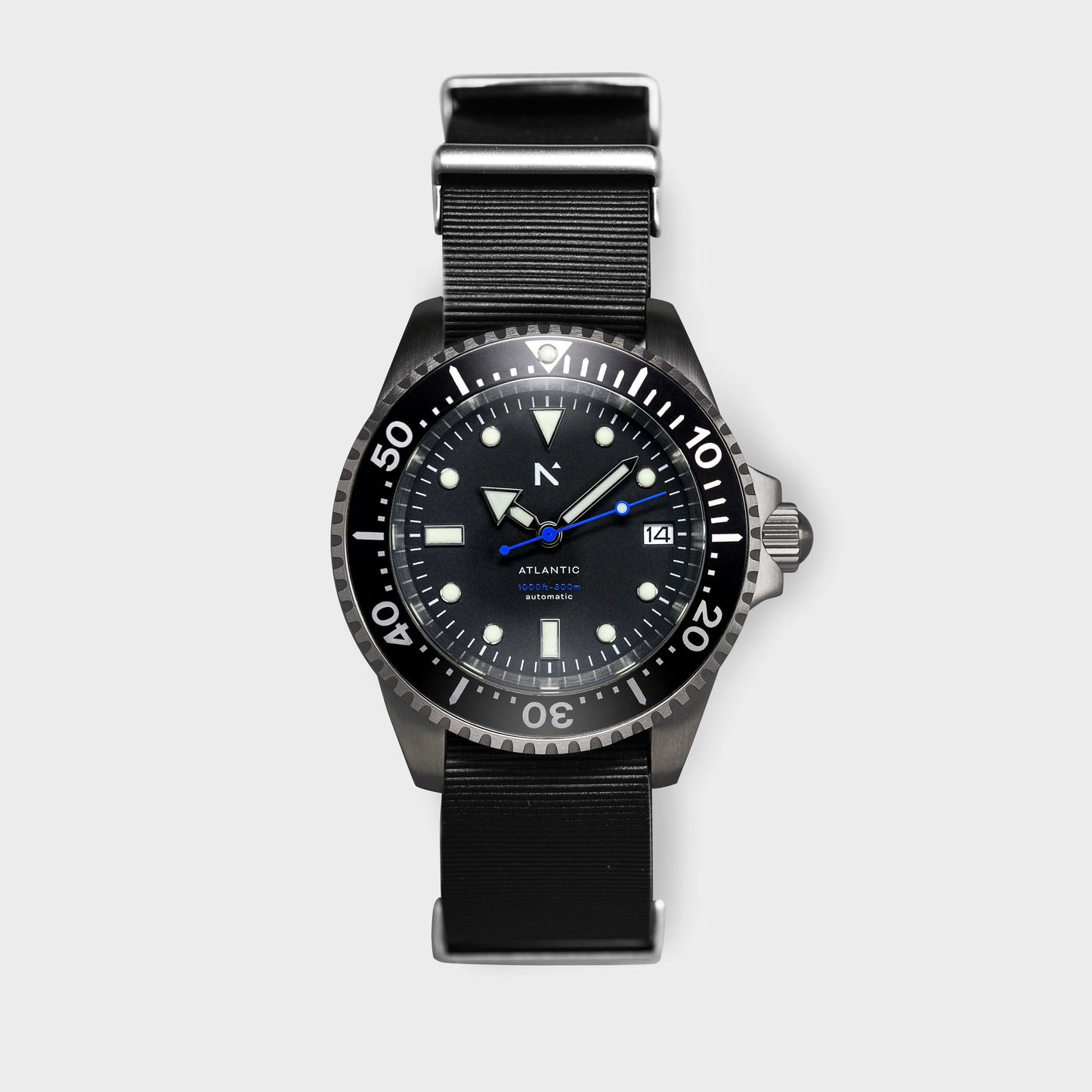 'Atlantic' Dive Watch (40mm) | Seal Black NATO Watches Rotate North