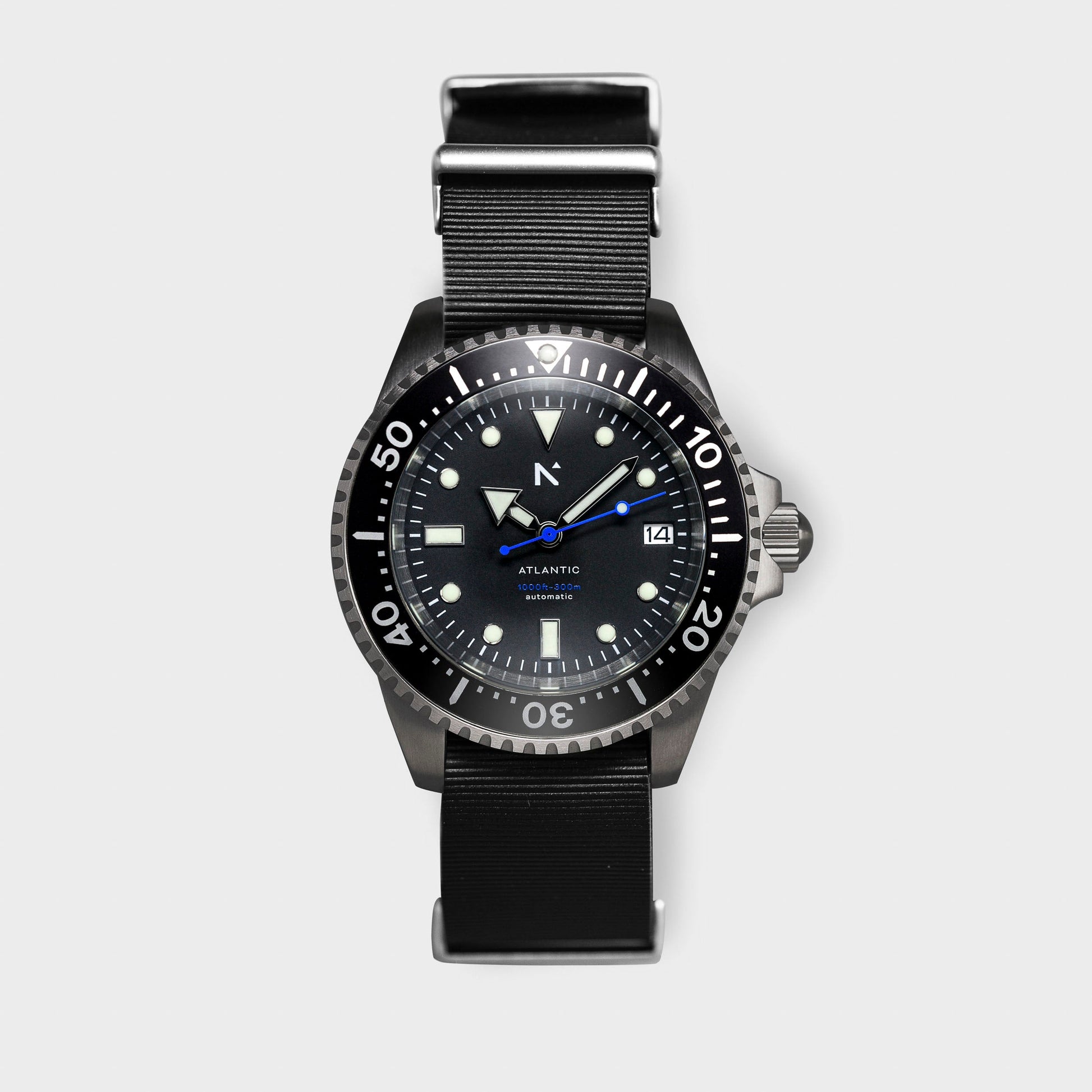 'Atlantic' Dive Watch (40mm) | Seal Black NATO Watches Rotate North