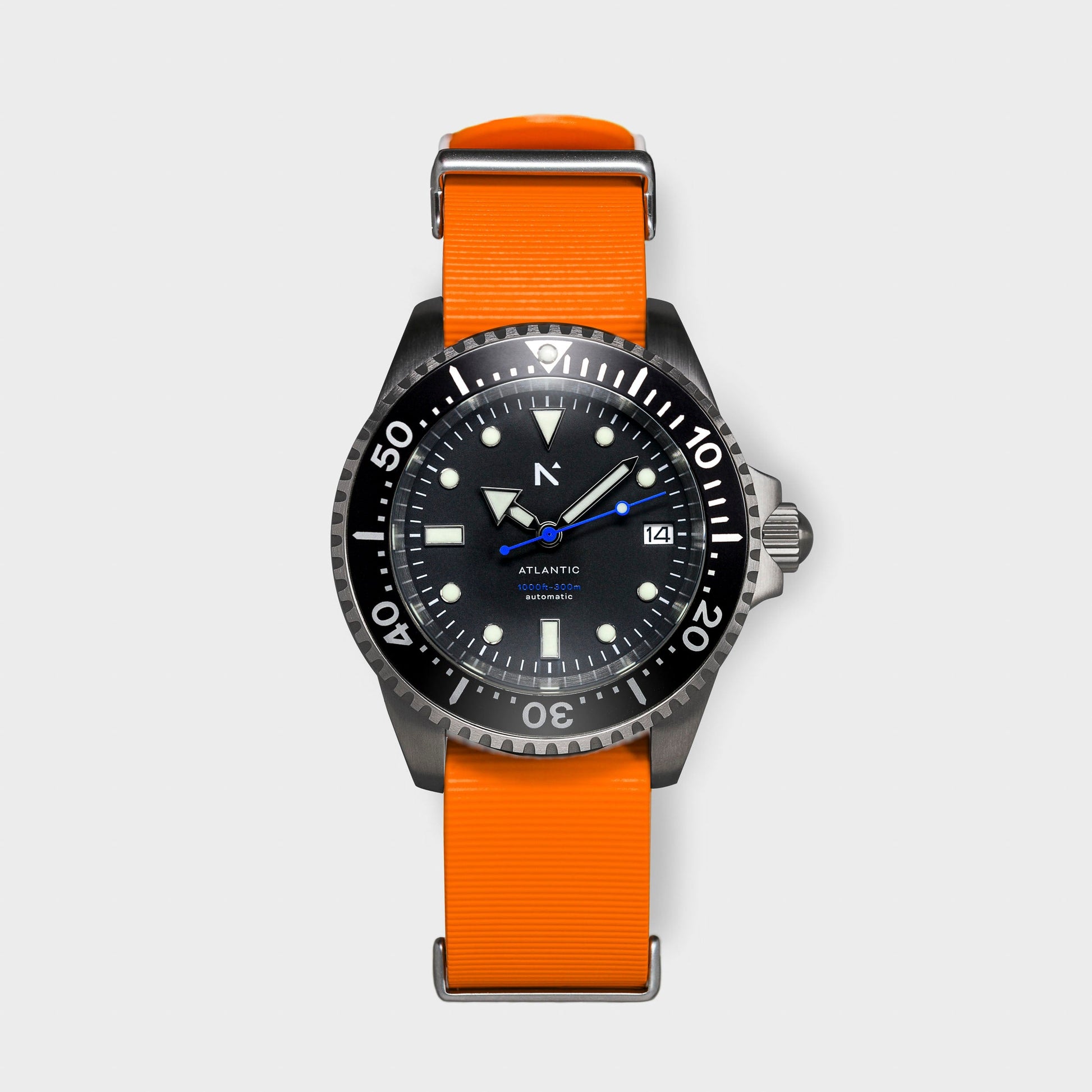 'Atlantic' Dive Watch (40mm) | Flare Orange NATO Watches Rotate North