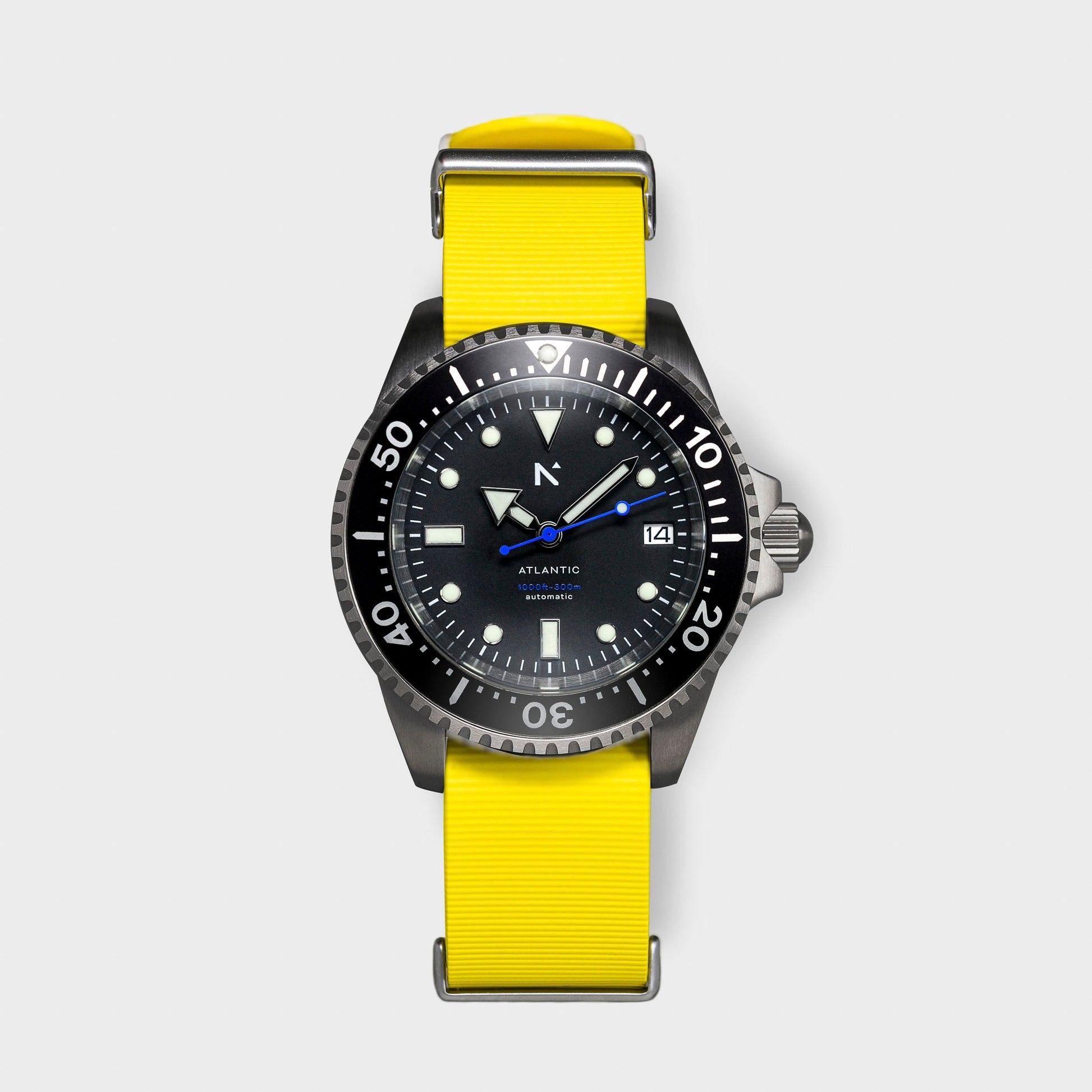 'Atlantic' Dive Watch (40mm) | Optic Yellow NATO Watches Rotate North
