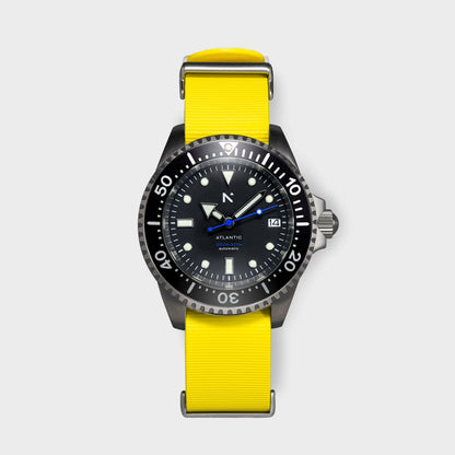 'Atlantic' Dive Watch (40mm) | Optic Yellow NATO Watches Rotate North