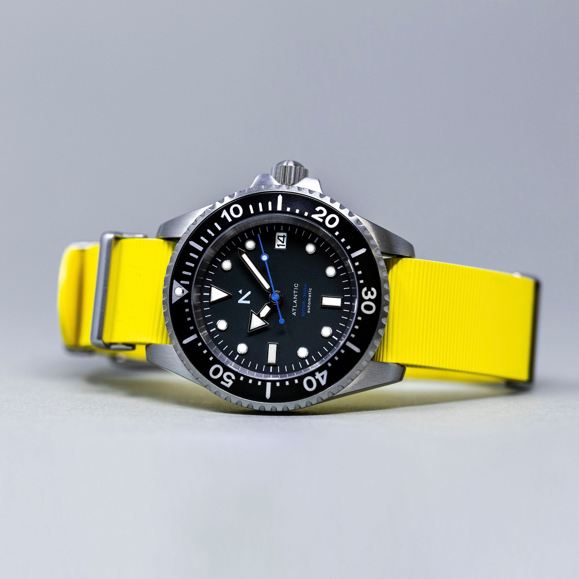 'Atlantic' Dive Watch (40mm) | Optic Yellow NATO Watches Rotate North