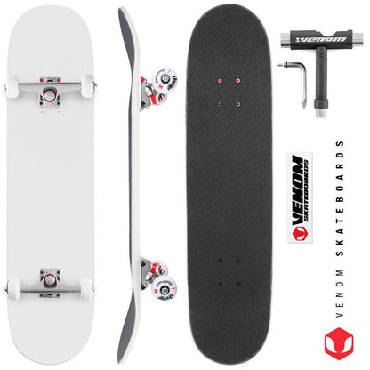 Venom Skateboards Complete Skateboard & Pens Matt White - 8.0" art kit, Deck Venom Skateboards