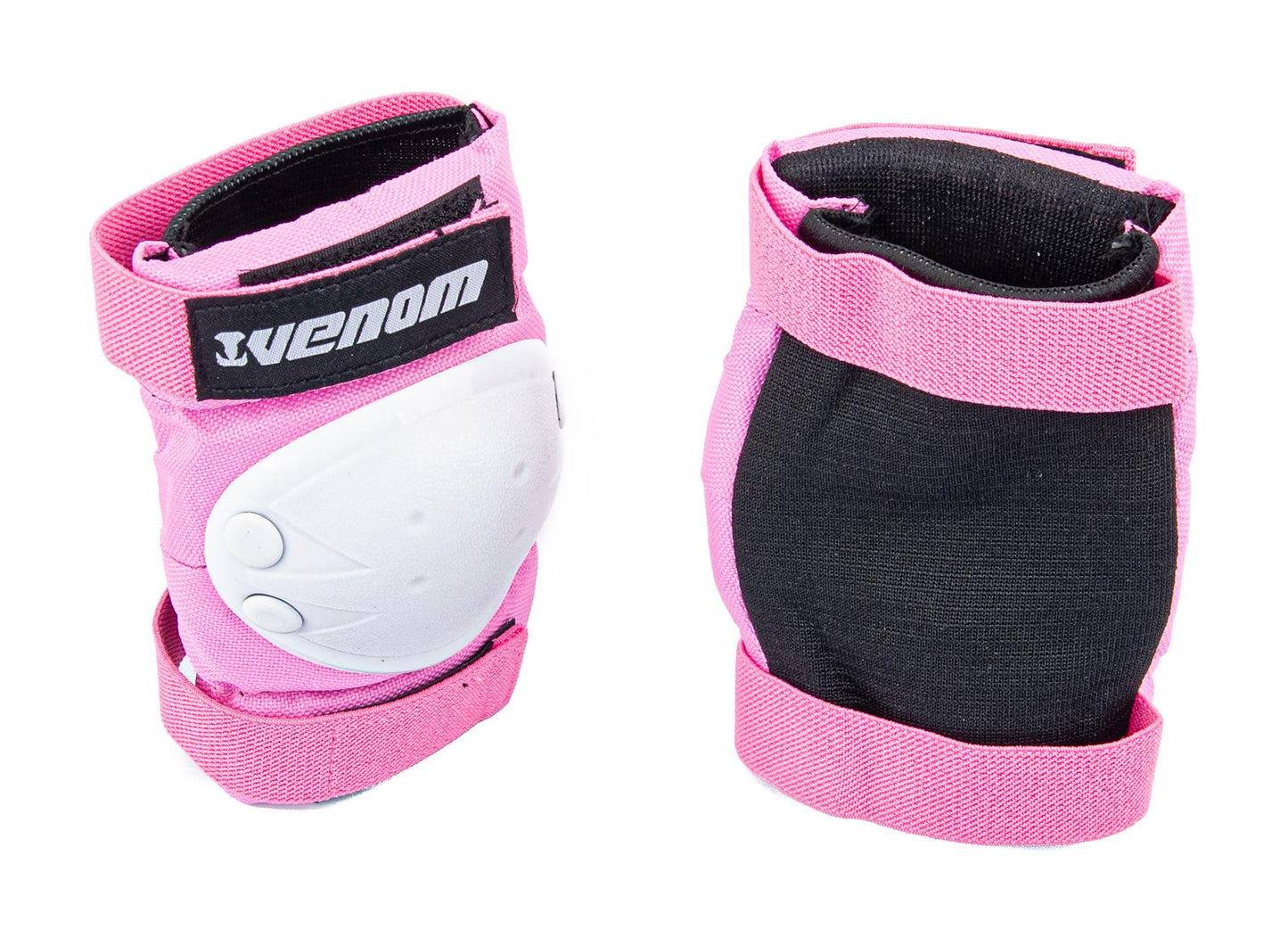 Venom Triple Knee/Elbow/Wrist Pad Set - Pink White Pads Venom Skateboards