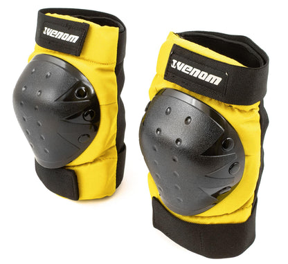 Venom Triple Knee/Elbow/Wrist Pad Set - Yellow Black Pads Venom Skateboards