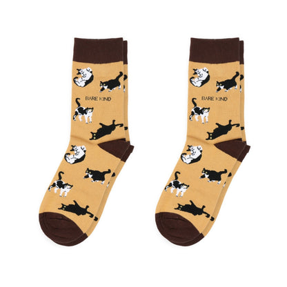 Brown Cat Pet Pair Bamboo Sock Set Socks Bare Kind