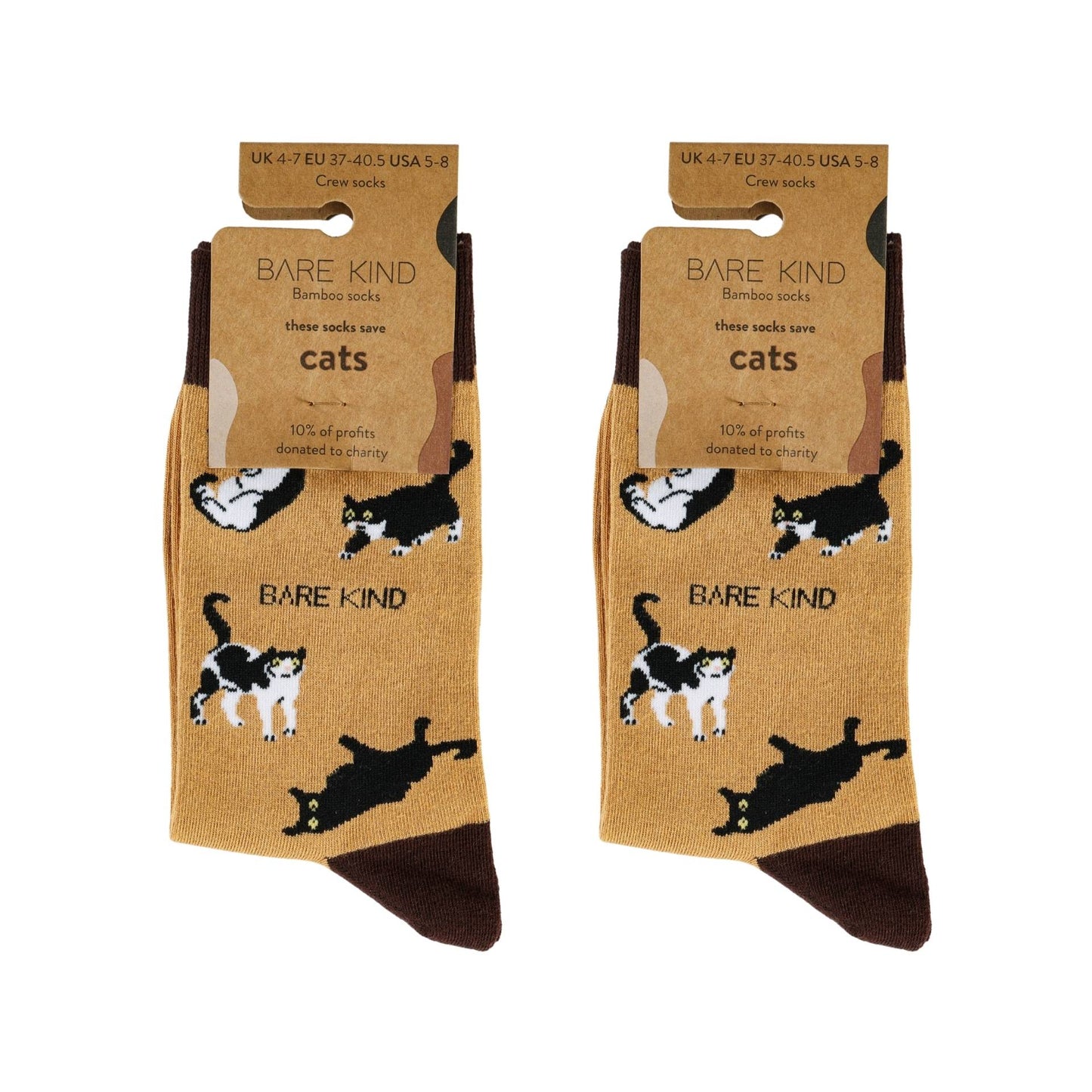 Brown Cat Pet Pair Bamboo Sock Set Socks Bare Kind