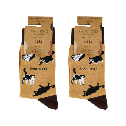 Brown Cat Pet Pair Bamboo Sock Set Socks Bare Kind
