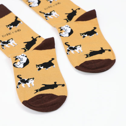 Brown Cat Pet Pair Bamboo Sock Set Socks Bare Kind
