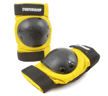 Venom Triple Knee/Elbow/Wrist Pad Set - Yellow Black Pads Venom Skateboards