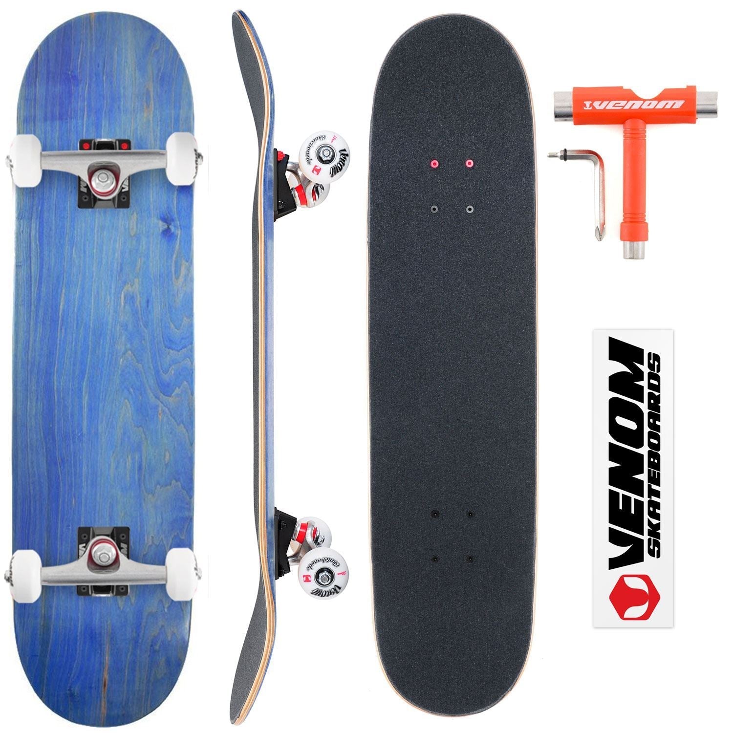 Venom Core Complete Built Skateboard - Blue/Black/Raw - 7.75 Complete Venom Skateboards