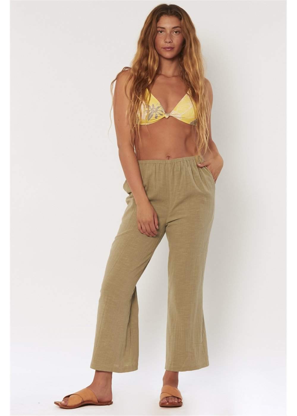 Sisstrevolution Glowing Rays Woven Pants ladies trousers Sisstrevolution Light Agave XS