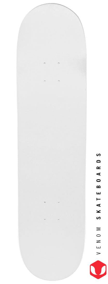 Venom Blank Skateboard Deck - Matt White - 8.0" Deck Venom Skateboards