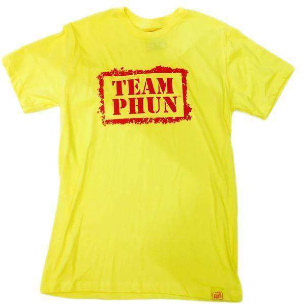 team phun stencil logo tee shirt tee shirt Sunday Phunday M yellow