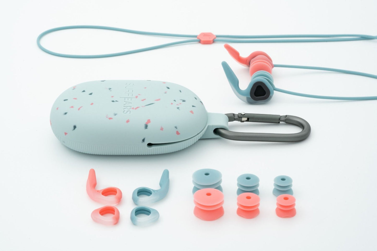 SurfEars 4.0 Earplugs Surfers Ear Protection Kit Coral Sky Colour