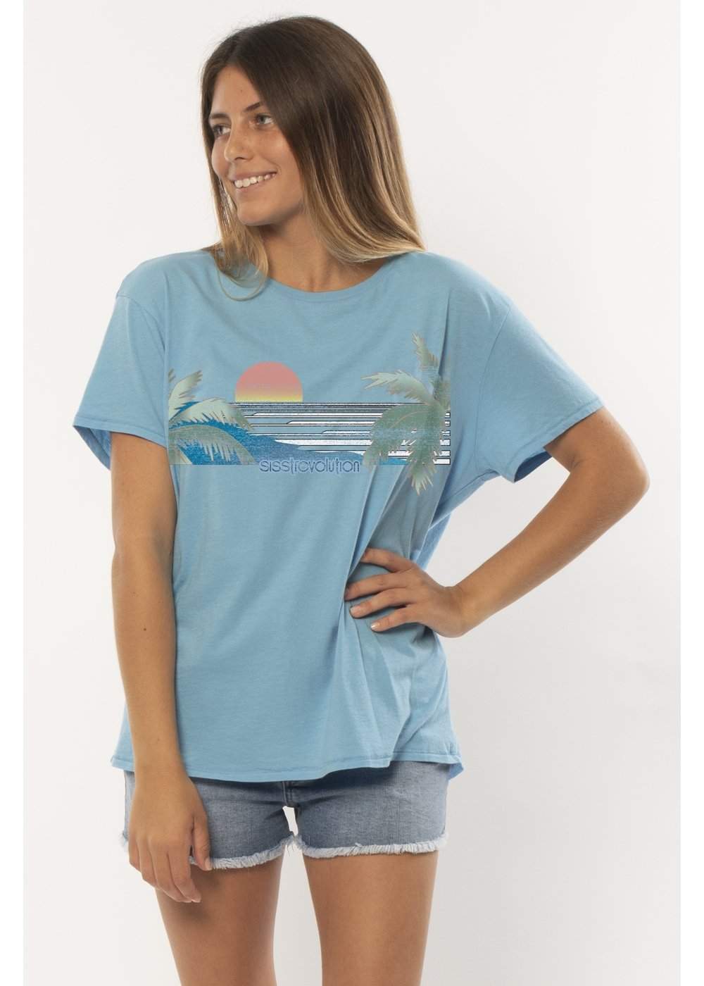 Sisstrevolution Lines Ss Knit Tee ladies tee Sisstrevolution Ocean XS